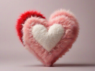 Heart shape made of furry fabric with a Valentine's Day theme.