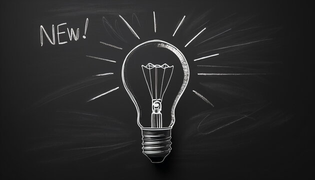 Light Bulb on Blackboard: A Minimalist Illustration of Bright Idea