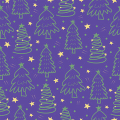 seamless pattern with christmas trees