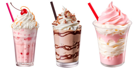 milkshake set isolated on transparent background - Design element PNG cutout collection - Powered by Adobe