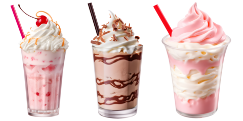 milkshake set isolated on transparent background - Design element PNG cutout collection