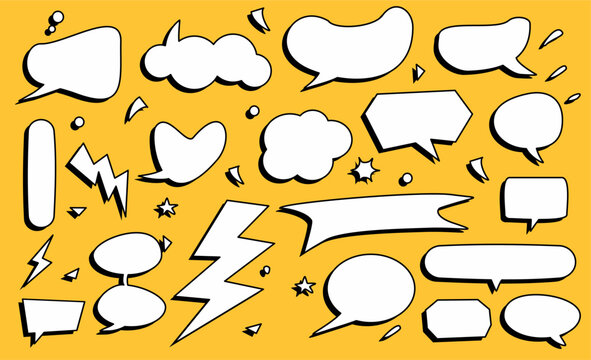 Speech Bubble vector set. comic doodle cartoon collection