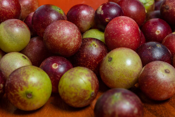 camu camu fruits, Myrciaria dubia, exotic fruit from the Amazon that grows on the banks of rivers, it is highly appreciated for its flavor, it is considered the fruit with the most vitamin C