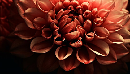 Vibrant dahlias bloom, showcasing nature beauty in abstract patterns generated by AI