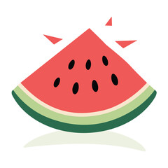 Bitten red watermelon slice vector. Slice of red watermelon clipart.