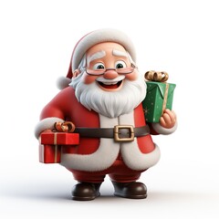 3D Character santa claus smiling blank background
