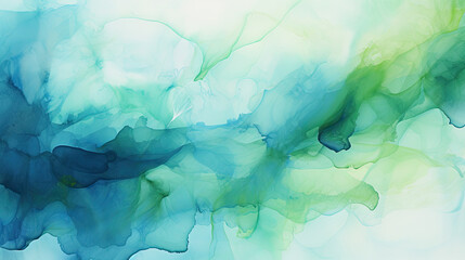 Fototapeta na wymiar blue green watercolor painting,a watercolor painting of green and blue nature