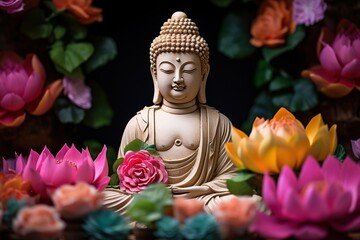 Buddha statue with lotus flower