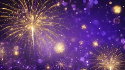 Colorful fireworks and bokeh in New Year eve and copy space. Abstract background holiday