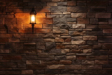 Old Brick Wall with Incandescent Bulbs