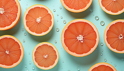 Freshness of citrus fruit in a colorful pattern generated by AI - obrazy, fototapety, plakaty