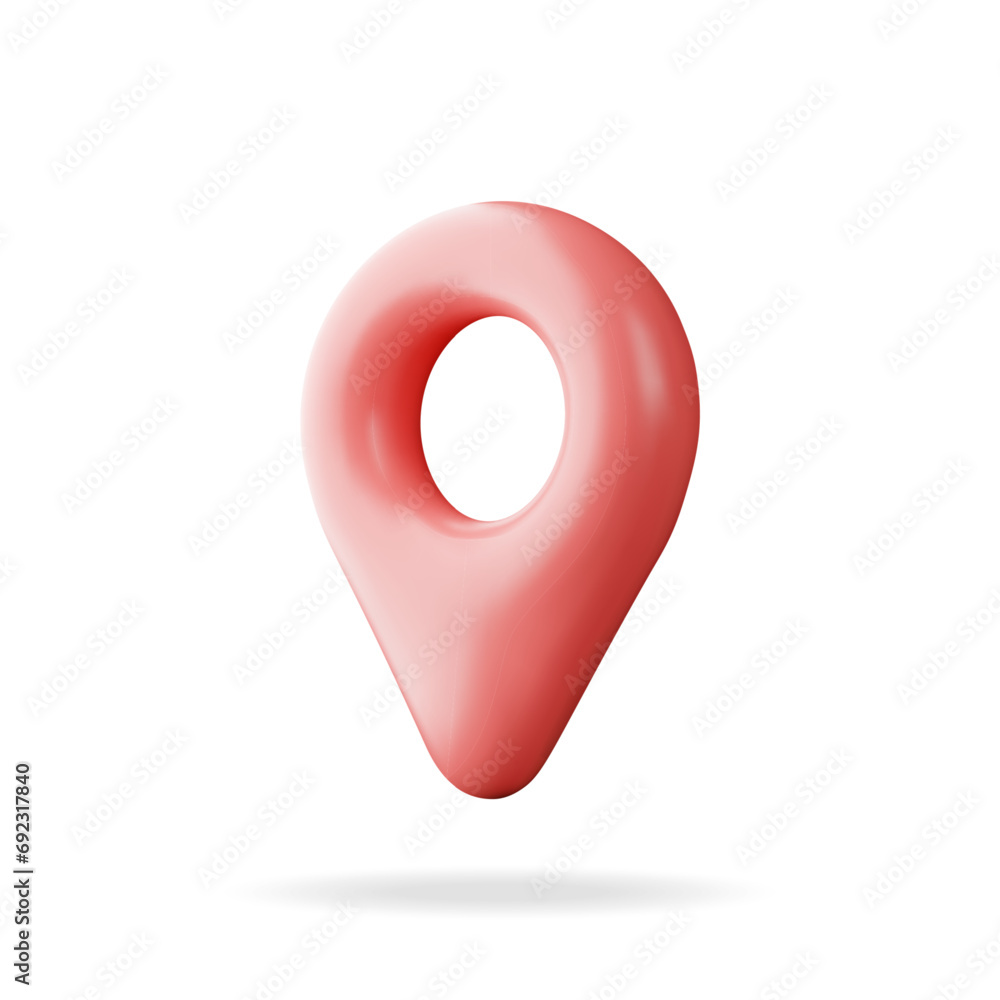 Poster 3d location map pin isolated on white. render red gps pointer marker icon. gps and navigation symbol