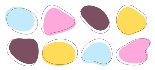 Trendy color liquid shapes set. Organic amoeba round blot form collection