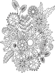 Floral Botanical Fruit Garden Flowers Adult Vintage Adult Coloring Page