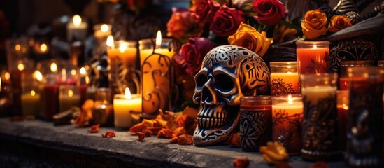 Day of the Dead in Poland, candles and flowers for All Saints' Day, cemetery decorations.