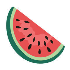 Bitten red watermelon slice vector. Slice of red watermelon clipart.