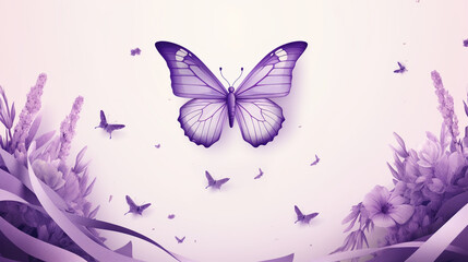 a purple ribbon and a butterfly gracefully World Lupus Day on May 10th