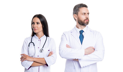 doctor professional physician in white coat with stethoscope isolated on white, medicine and healthcare