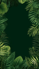 Fototapeta na wymiar Green background with tropical plant leaves design illustration