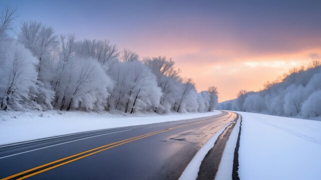 Winter ice and snow roads