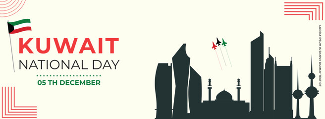 Kuwait  national day background design . Independence Day 05 December Celebration Template for Poster, Banner, Advertising. Vector Illustration. 