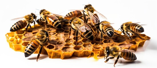 Infested, decaying honeycomb with dead bees from a collapsing hive due to Colony collapse disorder.