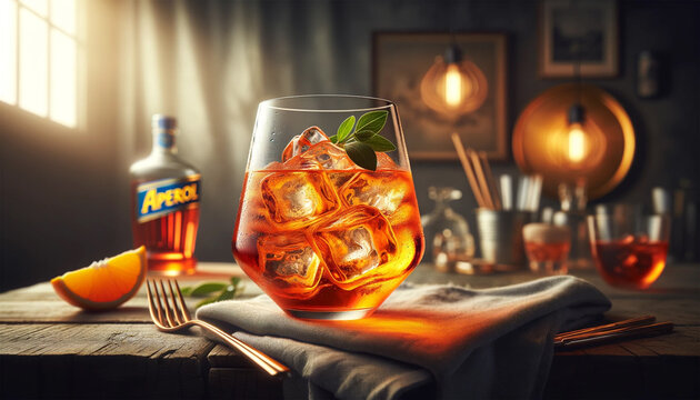 Image styled to mimic a depicting an Aperol Spritz