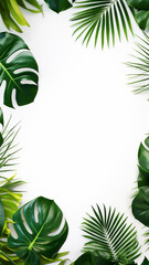 Tropical leaves Monstera white graphic background