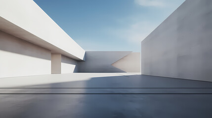 3d render of abstract futuristic architecture with empty concrete floor