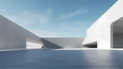 Obraz premium 3d render of abstract futuristic architecture with empty concrete floor