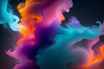 Fototapeta premium A vibrant and colorful abstract background featuring swirling smoke in shades of purple, orange, blue, and pink.Created with generative AI