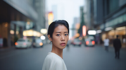 Obraz premium Young Asian woman on the city streets