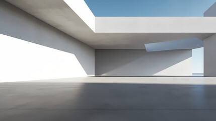 Obraz premium 3d render of abstract futuristic architecture with empty concrete floor