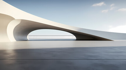 3d render of abstract futuristic architecture with empty concrete floor
