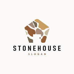 house stone logo design house rock geometric building structure elegant premium