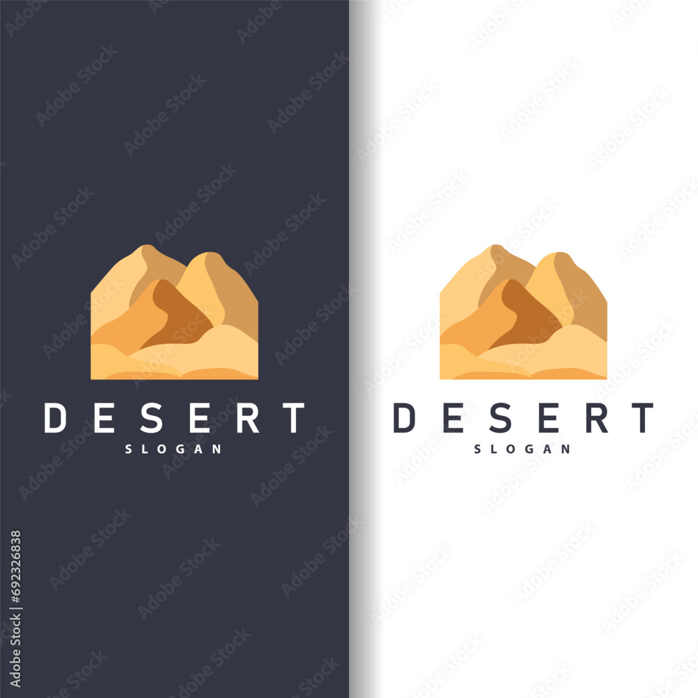 Wall mural Vector illustration landscape desert logo design with desert hills sand simple