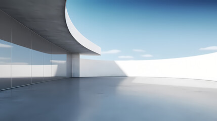 3d render of abstract futuristic architecture with empty concrete floor