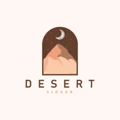 Fotobehang Vector illustration landscape desert logo design with desert hills sand simple © Mayliana