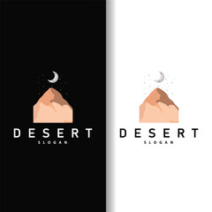 Vector illustration landscape desert logo design with desert hills sand simple - obrazy, fototapety, plakaty