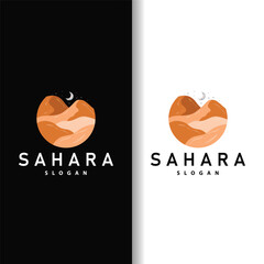Vector illustration landscape desert logo design with desert hills sand simple