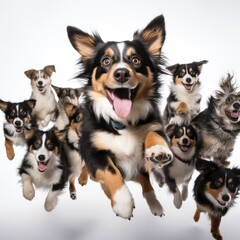 Obraz premium Dog running, isolated on white background. Generative AI