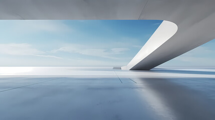 3d render of abstract futuristic architecture with empty concrete floor