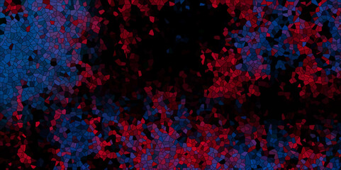 Dark red and dark navy blueBroken Stained Glass Background with black lines. Voronoi diagram background. Seamless pattern with 3d shapes vector Vintage Illustration background. Geometric Retro pattern