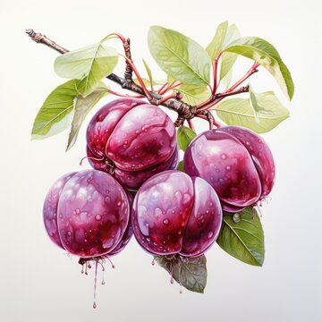 Hog plum,watercolor,white background