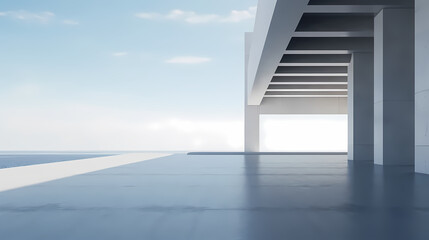 Obraz premium 3d render of abstract futuristic architecture with empty concrete floor