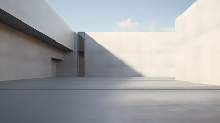 3d render of abstract futuristic architecture with empty concrete floor