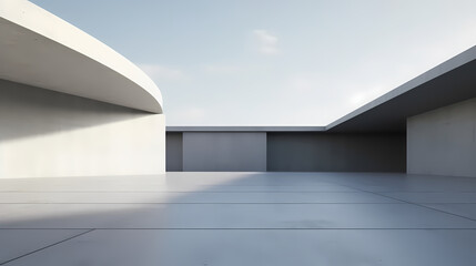 Obraz premium 3d render of abstract futuristic architecture with empty concrete floor