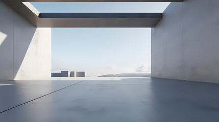 Obraz premium 3d render of abstract futuristic architecture with empty concrete floor
