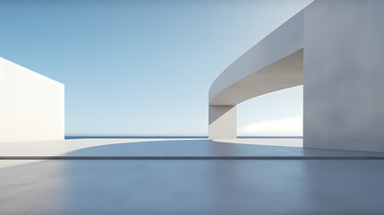 3d render of abstract futuristic architecture with empty concrete floor