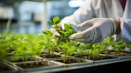 A geneticist examining a mutated plant specimen